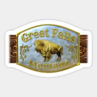 Great Falls, Montana Western/Cowboy Belt Buckle Sticker